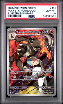2025 POKEMON DRI EN-DESTINED RIVALS #191 TEAM ROCKET'S HOUNDOOM PSA 10 - Image 1