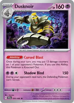 Reverse Holofoil - Dusknoir - 020/064 - 020/064 - SV: Shrouded Fable - NM - Image 1