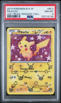 2013 POKEMON B&W LEGEND TREASURES RADIANT COLLECTION #RC7 PIKACHU PSA 8 - Image 1