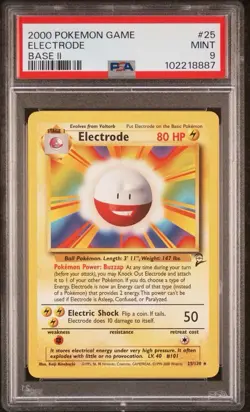 2000 Pokemon Base 2 # 25 Electrode PSA 9 Card MINT! Trusted Seller Free Shipping - Image 1