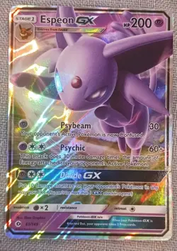Pokemon TCG Espeon GX Sun & Moon Base Set Ultra Rare 61/149 - Image 1