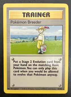 Pokemon TCG Pokemon Breeder Base Set 76/102 LP Regular Unlimited Rare - Image 1