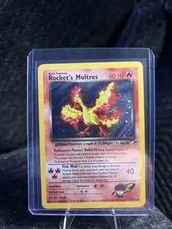 Pokemon TCG Rockets Moltres Holo Rare Card 12/132 Gym Heroes LP - Image 1