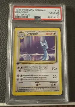 1st Edition German Dragonair 18/102 Dragonir Rare Pokemon Card Base Set PSA 10 - Image 1