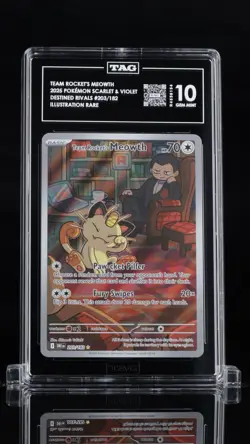 Team Rockets Meowth Pokemon Scarlet & Violet Destined Rivals #203/182 IR TAG 10 - Image 1