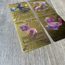 Four Gold Foil Mewtwo Ex/GX And Mew V/EX Pokemon Fan Art Cards - Near Mint - Image 3