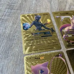 Four Gold Foil Mewtwo Ex/GX And Mew V/EX Pokemon Fan Art Cards - Near Mint - Image 5