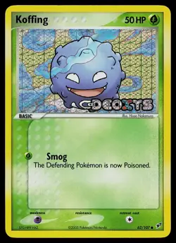 Pokemon Card - Koffing Deoxys 62/107 Common Reverse Holo Stamped - Image 1