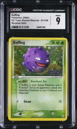 CGC 9 Koffing EX Team Rocket Returns 61/109 Reverse Holo Stamped Pokemon Card - Image 1