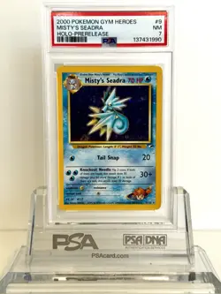 2000 POKEMON GYM HEROES HOLO-PRERELEASE #9 MISTY'S SEADRA PSA 7 - Image 1