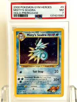 2000 POKEMON GYM HEROES HOLO-PRERELEASE #9 MISTY'S SEADRA PSA 7 - Image 2
