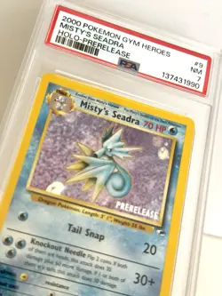 2000 POKEMON GYM HEROES HOLO-PRERELEASE #9 MISTY'S SEADRA PSA 7 - Image 5