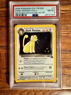 2000 Pokemon Game Promo Dark Persian #17 Nintendo Magazine 60 HP PSA 8 - Image 1