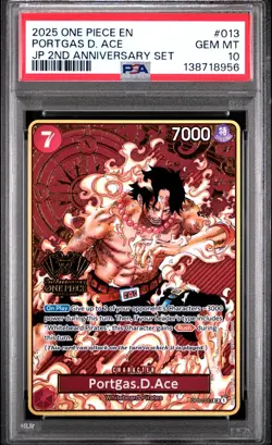 2025 ONE PIECE OP02-013 JAPANESE 2ND ANNIVERSARY SET PORTGAS D. ACE ENG PSA 10 - Image 1