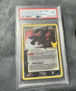 2021 POKEMON CELEBRATIONS CLASSIC COLLECTION #17 UMBREON-GOLD STAR PSA 9 - Image 1