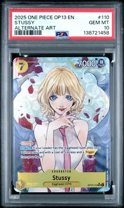 2025 ONE PIECE OP13 110 CARRYING ON HIS WILL STUSSY ALT ART PSA 10 GEM MINT - Image 1