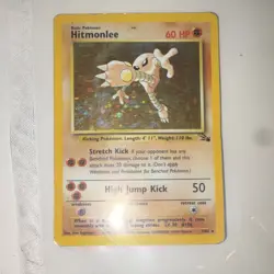 Pokemon Hitmonlee 7/62 Fossil Holo Rare Unlimited Basic 1999 Card - Image 1