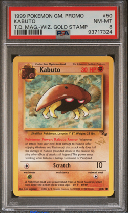 Kabuto [W Stamped] 50/62 Top Deck Magazine Pokemon PSA 8 - Image 1