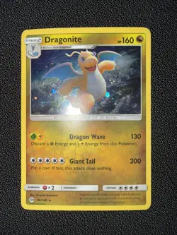 Pokemon Card Dragonite Cosmos Holo Sun & Moon Base Set 96/149 Holo Rare - Image 1