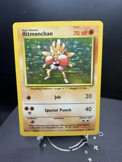 Pokemon TCG WOTC Base Set Hitmonchan 7/102 Holo Rare MP - Image 1