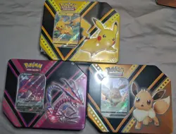 POKEMON SWSH V POWERS TINS SET - PIKACHU V, EEVEE V, & ETERNATUS V - Image 1