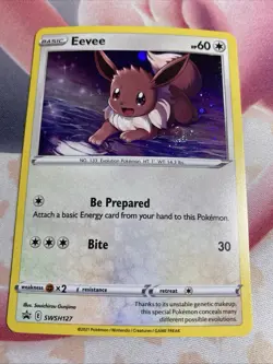 Pokemon Eevee SWSH127 Black Star Promo Cosmos Holo Super Rare Double Swirl + HD - Image 3