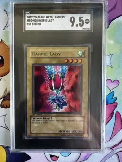 2002 Yu-Gi-Oh! Harpie Lady MRD-008 1st Edition SGC 9.5 Gem Mint Metal Raiders - Image 1