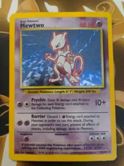Pokemon Base Set #10 Mewtwo Holo Rare – Near Mint/Lightly Played Raw WOTC - Image 1
