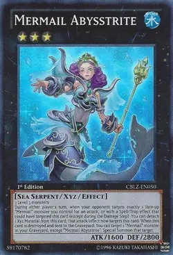 Yugioh! LP Mermail Abysstrite - CBLZ-EN050 - Super Rare - 1st Edition Lightly Pl - Image 1