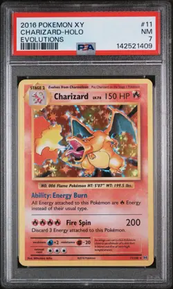Pokemon Evolutions Charizard 11/108 PSA 7 Rare Foil Card XY 2016 Reverse Holo - Image 1