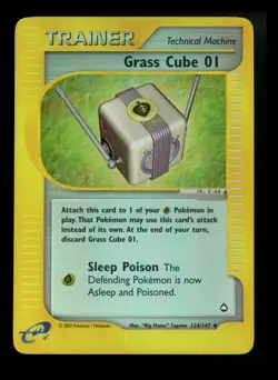 Grass Cube 01 124/147 Aquapolis 2002 Reverse Holo e-Series Pokemon Card TCG - Image 1