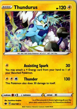 Thundurus Cosmos Holo 052/198 Promo Blister Exclusives LP Pokemon Card - Image 1