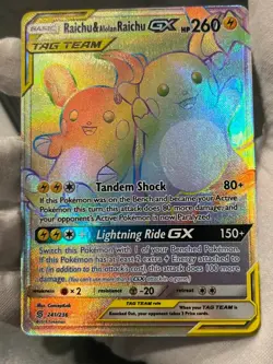 Pokemon TCG Raichu & Alolan Raichu GX 241/236 Unified Minds Secret Rare MP - Image 3