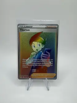 Thorton Rainbow Secret Rare Full Art Trainer 210/196 Lost Origin Card NM Pokemon - Image 1