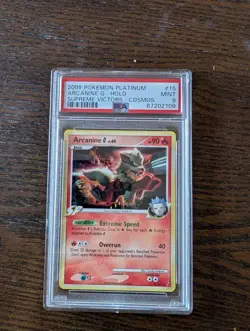 2009 Pokemon Platinum - Supreme Victors Arcanine G cosmos Holo #15 PSA 9 NM - Image 1