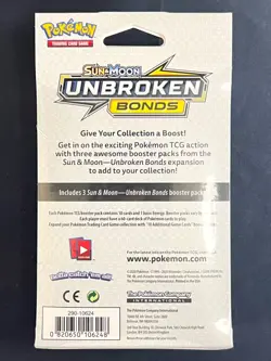 Unbroken Bonds 3 Pack Blister Box - SM Pokemon TCG Near Mint NM - Factory Sealed - Image 2