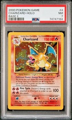 2000 Pokemon Game TCG Base Set 2 II Charizard Holo #4 PSA 7 Near Mint - Image 1