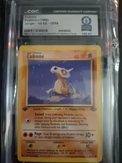 Pokemon Jungle 1st Edition Cubone Vintage CGC World Record Gray Collection 1/1 - Image 1