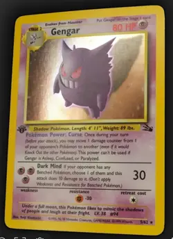 Pokemon TCG 1st Edition Fossil Gengar 5/65 Holo Rare Near Mint Condition - Image 4