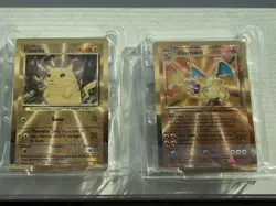 Pokemon Celebration Gold Metal Charizard & Pikachu Cards 25th Anniversary - Image 1