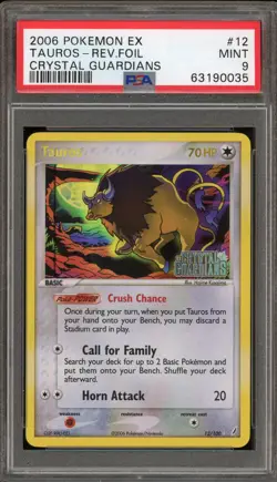 Pokemon Tauros EX Crystal Guardians Reverse Holo Rare #12 PSA 9 Mint - Image 1