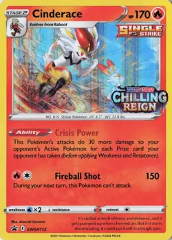 Cinderace - (Prerelease) SWSH112 SWSH: Sword & Shield Promo Cards Promo Holo NM - Image 1