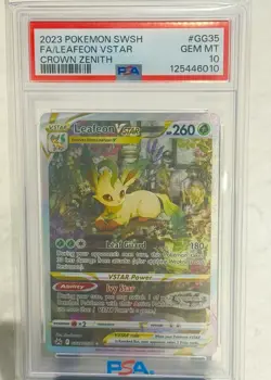2023 POKEMON SWORD & SHIELD CROWN ZENITH #GG35 Full Art LEAFEON VStar PSA 10 - Image 1