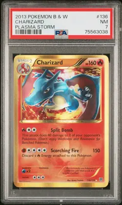 Pokemon Charizard 136/135 PSA 7 NM BW Plasma Storm Shiny Holo Secret Rare 2013 - Image 1