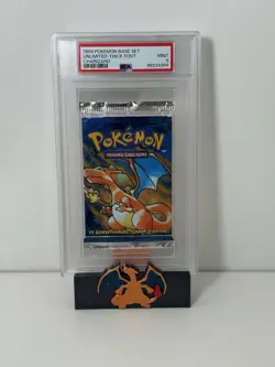 Pokemon Base Set Unlimited Charizard Art Authentic Sealed Booster Pack PSA 9 - Image 1