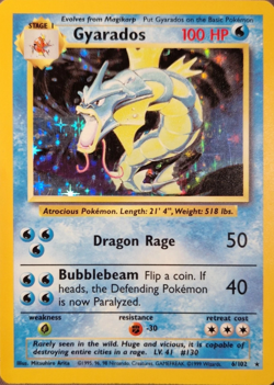 1999 Pokemon TCG - Gyarados - Base Set - Rare Holo Card - 6/102 - Image 1