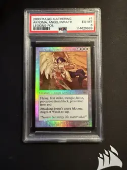 2003 MTG Akroma, Angel of Wrath, Legions-FOIL, #1, PSA 6 - Image 1