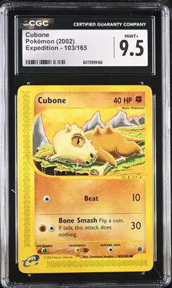 CGC 9.5 MINT+ Cubone 2002 Expedition 103/165 Pokemon Card - Image 1