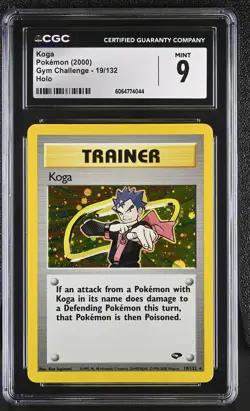 CGC 9 MINT Koga 2000 Gym Challenge 19/132 Holo Pokemon Card - Image 1