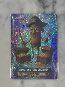 Italian Brainrot Lamincard Tung Tung Tung Uncinhur Pirate Holo Meme Card - Image 1